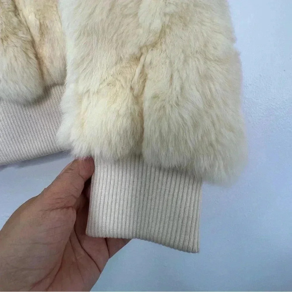 Bagatelle‎ Genuine Rabbit Fur Bomber Jacket Sz M Ivory - Picture 7 of 16